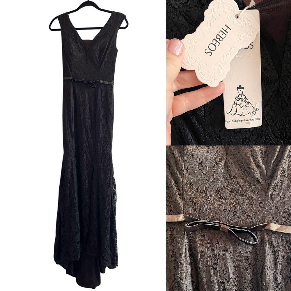 NWT Hebeos Women’s Formal Dress Black Lace Mermaid Whimsygoth Size Small